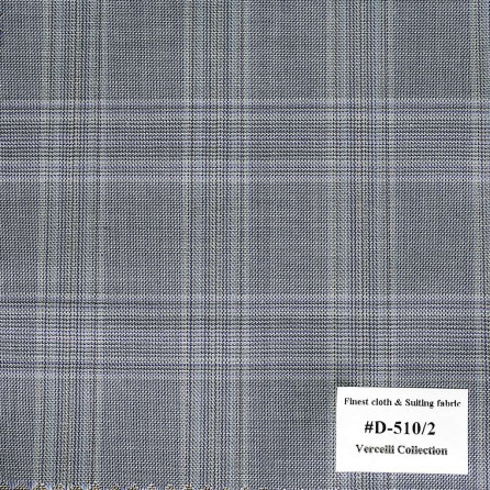 D-510/2 Vercelli V8 - Vải Suit 95% Wool - Xám Caro